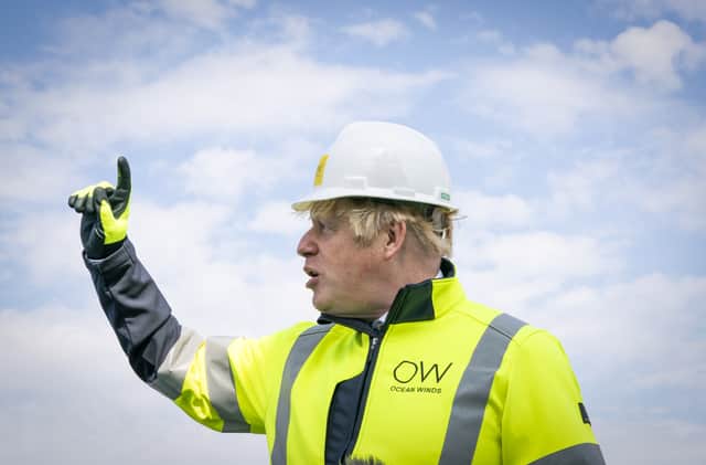 Boris Johnson onboard the Esvagt Alba during a visit to the Moray Offshore Windfarm East, off the Aberdeenshire coast (Photo: PA)