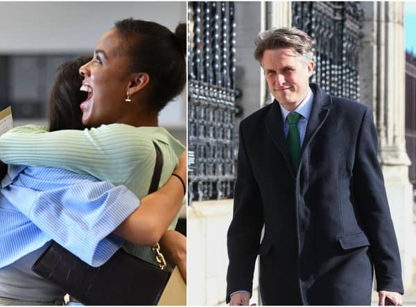 Students at the London Academy of Excellence Tottenham (LAET) embrace after receiving their A-Level results as Gavin Williamson calls for exam return in 2022 (Getty)