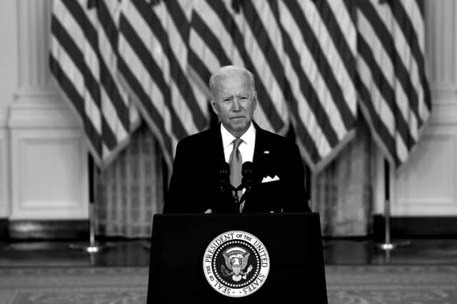 Joe Biden delivers remarks on the worsening crisis in Afghanistan from the East Room of the White House  (Photo by Anna Moneymaker/Getty Images)
