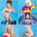 A selection of contestants from RuPaul’s Drag Race UK season 3: (L-R from top left) Veronica Green, Victoria Scone, Vanity Milan, Scarlett Harlett, River Medway, Krystal Versace, Kitty Scott-Claus, Ella Vaday, and Elektra Fence (Photos: BBC)