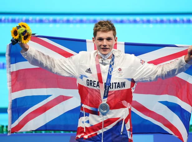 <p>Great Britain’s Duncan Scott, pictured picking up his silver medal for the Men’s 200m Individual Medley Final at the Tokyo 2020 Olympic Games in Japan. Photo: PA</p>