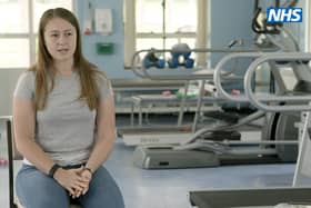 Megan Higgins, 25, appears in a film supporting the Covid vaccination programme (image: Department of Health and Social Care) 