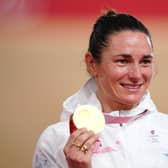 Great Britain’s Sarah Storey celebrates with the gold medal after the Women’s C5 3000m Individual Pursuit Gold Final at the Izu Velodrome on day one of the Tokyo 2020 Paralympic Games in Japan (Photo: PA)