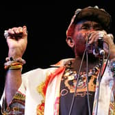 Lee 'Scratch' Perry performs on stage at the West Coast Blues & Roots Festival at the Esplanade Reserve, Fremantle on March 31, 2007 in Perth, Australia.  (Photo by Paul Kane/Getty Images)