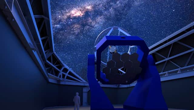 A 3D render of inside the enclosure showing the telescope structure during a typical night’s observing. Image: Kinsonov Architects / LJMU.