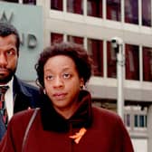 Hugh Quarshie as Neville Lawrence, and Marianne Jean-Baptiste as Doreen Lawrence (ITV)