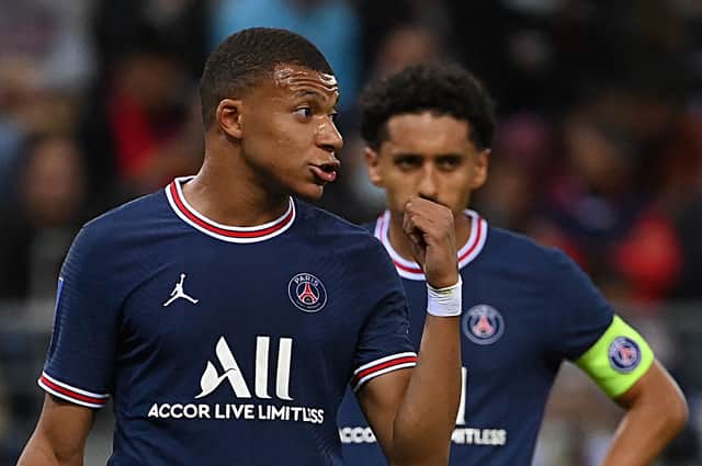 Paris Saint-Germain’s French forward Kylian Mbappe linked strongly with a switch to Madrid (Photo by FRANCK FIFE/AFP via Getty Images)