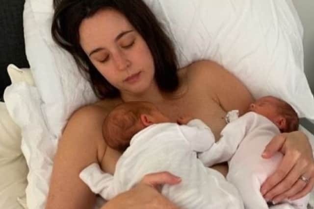 Laura Howard was diagnosed with bowel cancer in August, weeks after giving birth to Florence and Meadow.