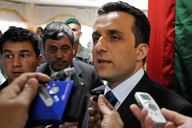 Amrullah Saleh speaks to the media after a press conference at the Defence Ministry in Kabul in 2008 (Photo: SHAH MARAI/AFP via Getty Images)