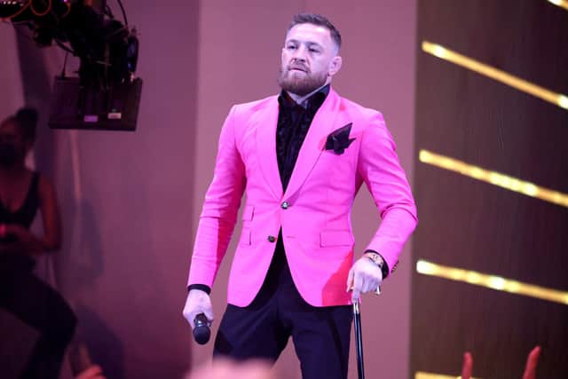 Irish UFC star Conor McGregor (pictured) and rapper Machine Gun Kelly reportedly had a ‘scuffle' on an awards show red carpet (Photo: Theo Wargo/Getty Images for MTV/ViacomCBS)