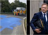 Grant Shapps demands police remove protestors who left paint on the exit slip road of the M25 near Leatherhead (images:PA/Getty)