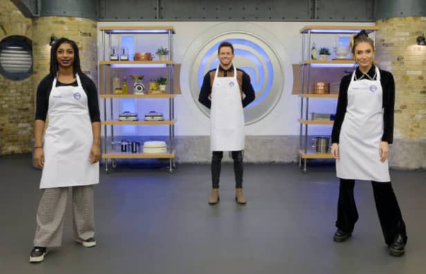 <p>Kadeena Cox, Joe Swash, and Megan McKenna competed for the crown with their three-course meal creations (Photo: Shine TV)</p>