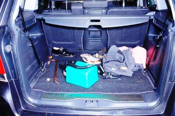 The boot of his car when he was arrested 