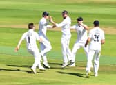 England batsman and Hampshire captain, James Vince, celebrates catching Craig Miles. Hampshire are currently in the lead for this year’s title
