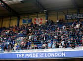 Chelsea fans in one of their rail-seated stands. (Photo by Catherine Ivill/Getty Images)