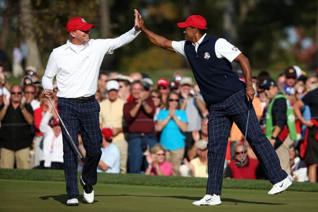 Stricker, left, will captain this year’s US team in the hope of winning back the Trophy.