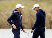 Justin Thomas and Jordan Spieth in practice ahead of the 43rd Ryder Cup. The pair will lead the United States’ bid to regain the trophy.