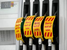 Fuel pumps are marked ‘Sorry out of use’ as a Shell petrol station waits for a delivery (Photo: Christopher Furlong/Getty Images)