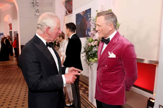 Daniel Craig and Prince Charles at the premiere of No Time to Die in London, on 28 September 2021