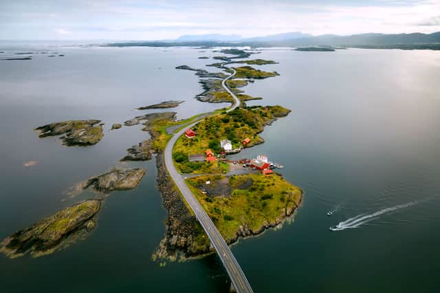 The North Atlantic Road winds across the dramatic and unforgiving ocean, providing the suspense and danger factor 