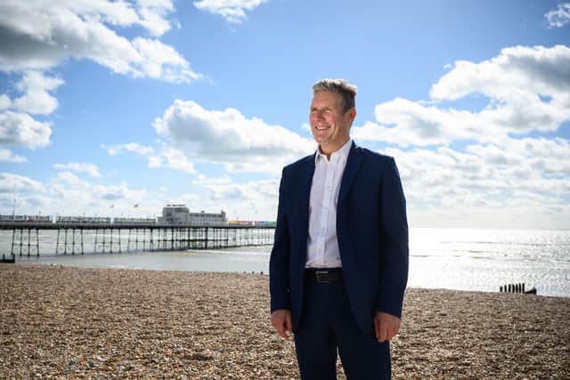 Sir Keir Starmer poses for a portrait on Brighton beach ahead of his first keynote speech as party Labour Party leader (image: Getty)