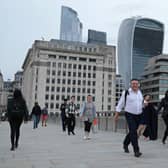 Commuters crossing London Bridge during evening rush hour as economists have warned that there is likely to be a rise in unemployment due to new redundancies (image:PA)