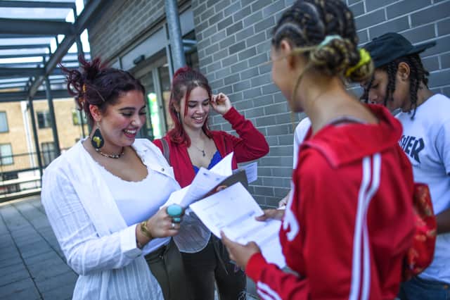 Students from City and Islington College received their A-level results on August 10 after their exams were cancelled for the second year in a row due to the pandemic (image:Peter Summers/Getty Images)