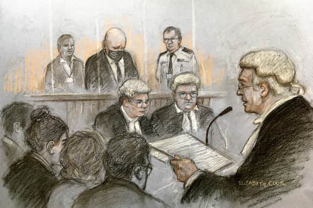 Lord Justice Fulford sentencing former police officer Wayne Couzens at the Old Bailey in London (image: PA/court artist sketch by Elizabeth Cook)