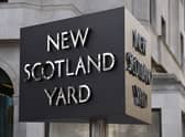 The New Scotland Yard sign outside the headquarters of the Metropolitan Police (image: PA)