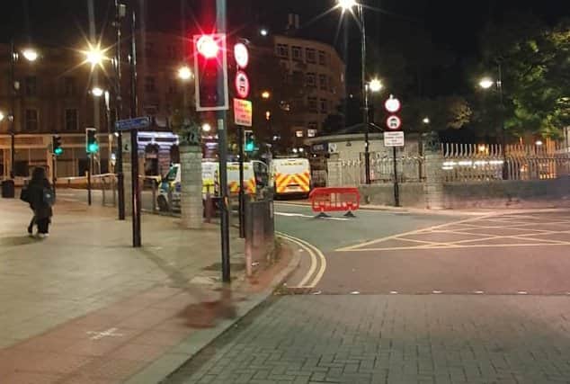 A police cordon remained in place into the night, after the fatal stabbing took place (image: Sheffield Star)