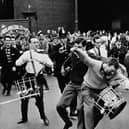 A riot breaks out between Group 62 and the extremist right-wing British union movement, during a march through Manchester, England on July 29, 1962