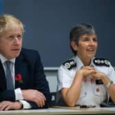 British Prime Minister Boris Johnson and Police Commissioner Cressida Dick (Photo by Aaron Chown - WPA Pool/Getty Images)