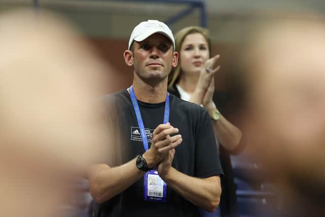 Andrew Richardson cheers on Emma Raducanu at US Open. 