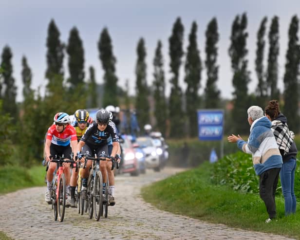 Women racing in the first ever Paris-Roubaix. The Women’s Tour of Britain is currently underway. 