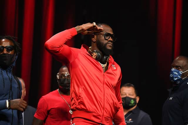Wilder at Wednesday’s press conference. He lost the second fight to Fury
