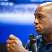 Ian Wright, former Arsenal player, speaks during a Q&A at the Barclays office during the Barclays Asia Trophy  (Photo by Charles Pertwee/Getty Images for Barclays Asia Trophy)