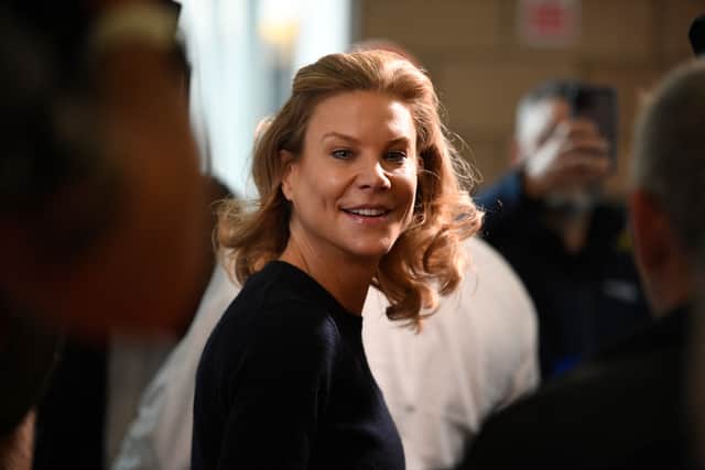 Newcastle United's new director Amanda Staveley arrives with colleagues at St James' Park in Newcastle upon Tyne in northeast England on October 8, 2021, after the sale of the football club to a Saudi-led consortium was confirmed the previous day. 