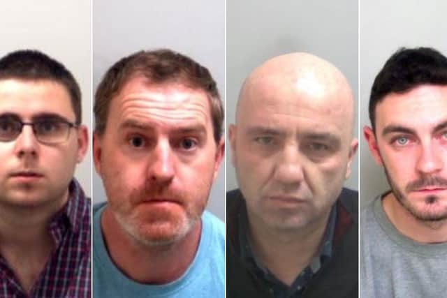 [Left to right] Eamonn Harrison, Ronan Hughes, Gheorghe Nica and Maurice Robinson were all jailed for manslaughter (Picture: Essex police)