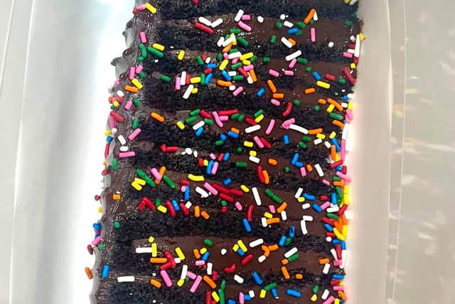 The Matilda inspired chocolate cake called The Bruce featuring the ‘illegal’ sprinkles (Photo: Get Baked)