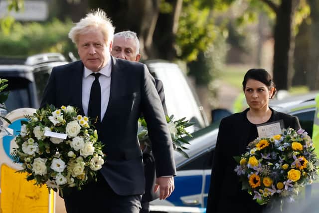 Boris Johnson and Priti Patel attended the scene of the attack the following day (Picture: Getty Images)
