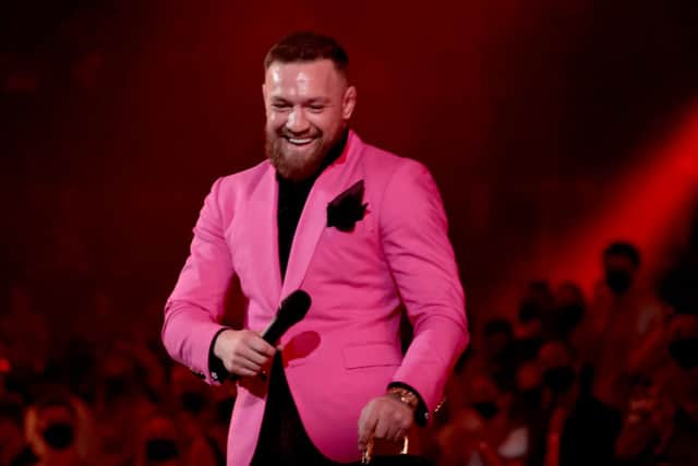 Conor McGregor speaks onstage during the 2021 MTV Video Music Awards (Photo: Mike Coppola/Getty Images for MTV/ViacomCBS)
