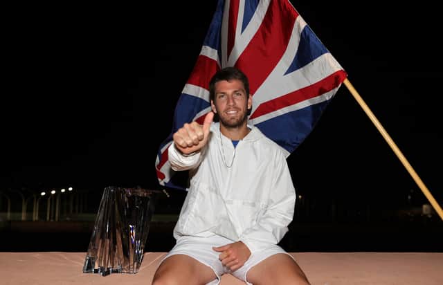 <p>British tennis star Cameron Norrie wins at Indian Wells 2021</p>