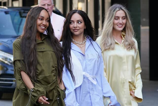 Leigh-Anne Pinnock, Jade Thirlwall and Perrie Edwards arriving at the studios of Global Radio in London (Photo: PA)