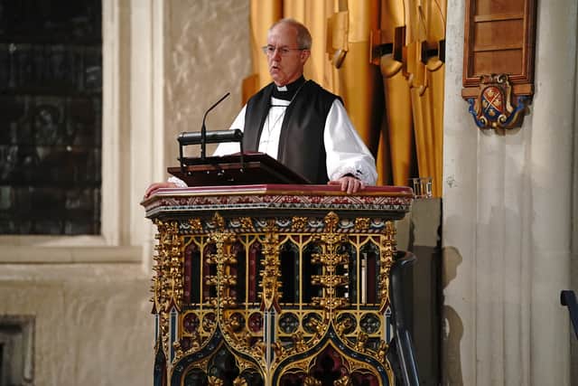 The Archbishop of Canterbury Justin Welby speaks during a service to honour Sir David Amess