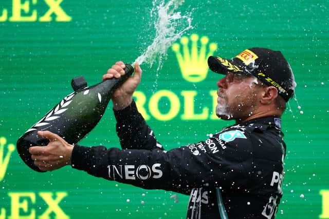 Bottas celebrating his first race win of the 2021 season in Turkey