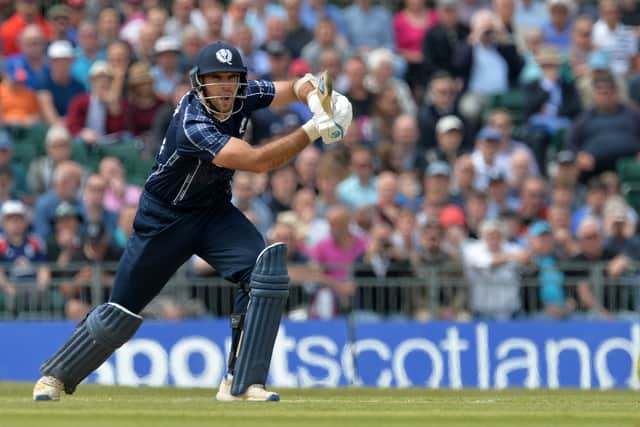 Kyle Coetzer of Scotland batting during the One Day International match between Scotland and England at The Grange on June 10, 2018 in Edinburgh