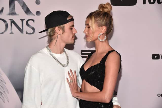 Justin Bieber and Hailey Baldwin attending the premiere of YouTube Original’s “Justin Bieber: Seasons” (Photo: Alberto E. Rodriguez/Getty Images)