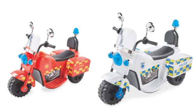 Aldi have launched three ride on bikes for children for Christmas 2021; a fire engine, a police bike (pictured) and an ambulance