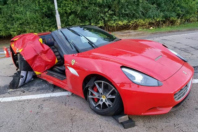 The Ferrari which Darren Turner crashed while drunk and on cocaine.