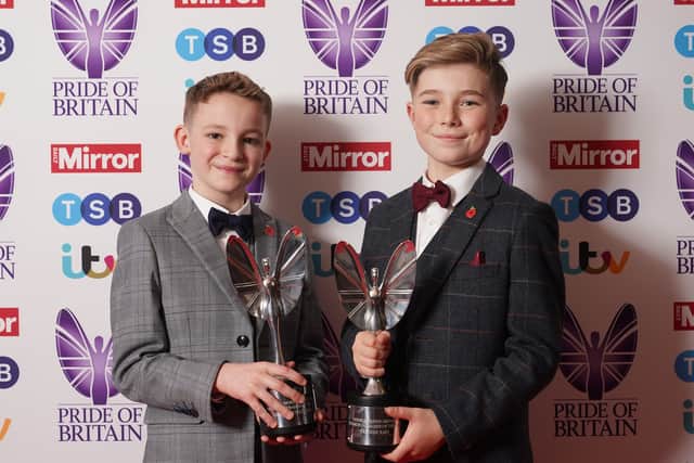 Good Morning Britain Young Fundraiser award winners Hughie Higginson (left) and Freddie Xavi.